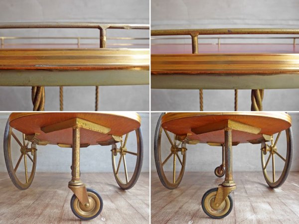 アンティーク サービスワゴン キッチンワゴン トロリー ワインホルダー付 キャスター付き ホテル仕様 ♪