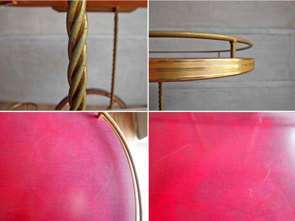 アンティーク サービスワゴン キッチンワゴン トロリー ワインホルダー付 キャスター付き ホテル仕様 ♪