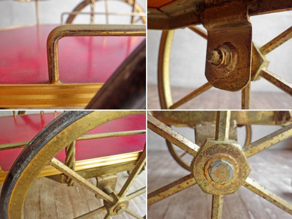 アンティーク サービスワゴン キッチンワゴン トロリー ワインホルダー付 キャスター付き ホテル仕様 ♪