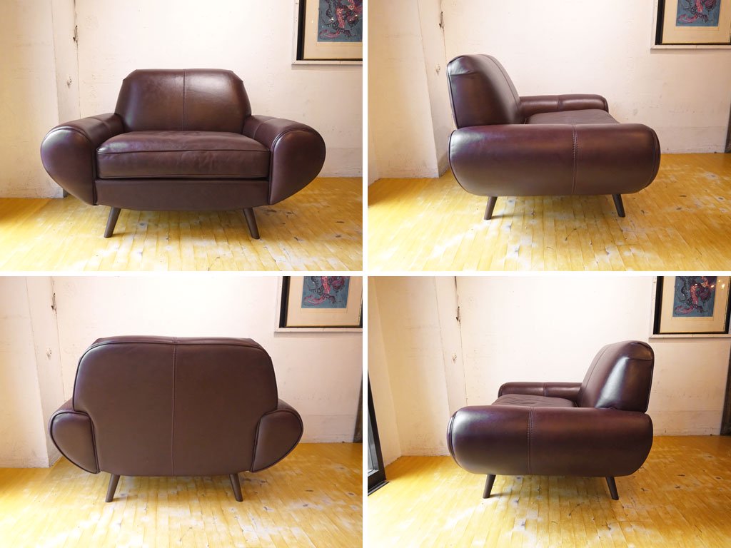 イデー IDEE クオーレ CUORE Sofa 1シーター ソファ ミディアムチョコレート 本革 レザー 廃番 定価￥129,150- ★