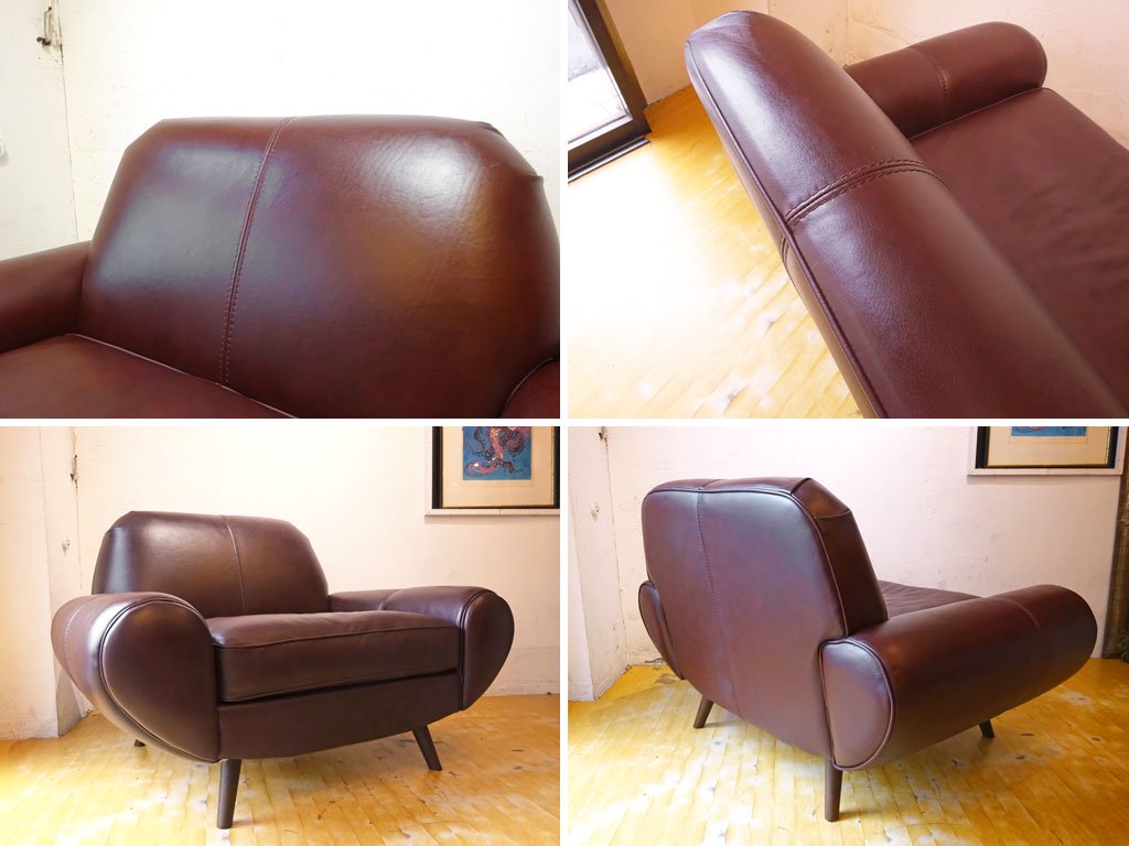 イデー IDEE クオーレ CUORE Sofa 1シーター ソファ ミディアムチョコレート 本革 レザー 廃番 定価￥129,150- ★