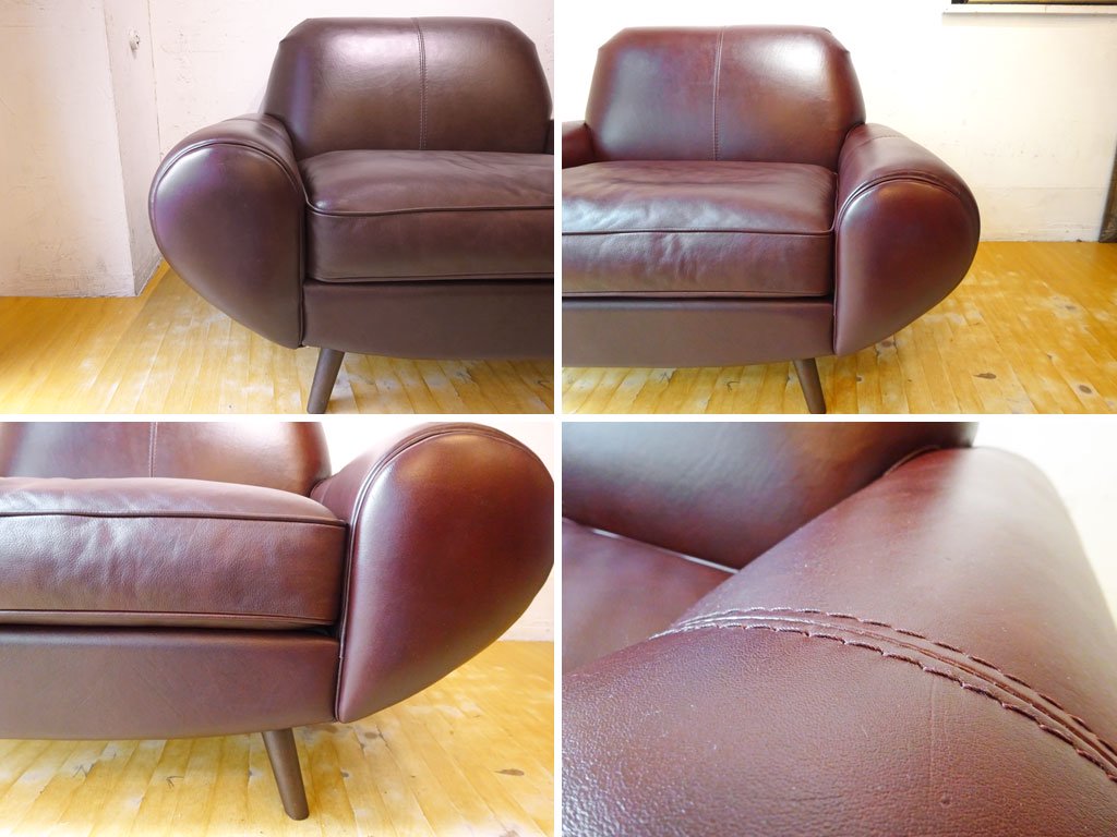 イデー IDEE クオーレ CUORE Sofa 1シーター ソファ ミディアムチョコレート 本革 レザー 廃番 定価￥129,150- ★