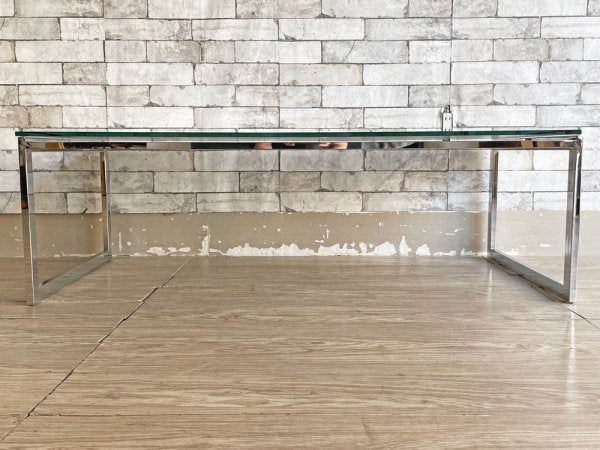 モダンデザイン Modern Design ガラス ローテーブル センターテーブル まだら模様 スチールレッグ W120cm ●