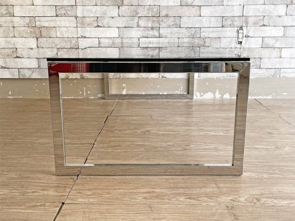 モダンデザイン Modern Design ガラス ローテーブル センターテーブル まだら模様 スチールレッグ W120cm ●