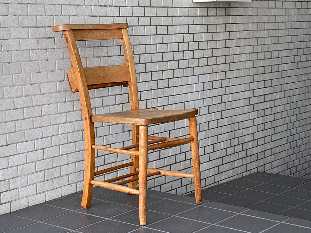 UKビンテージ UK Vintage チャーチチェア Church Chair ダイニングチェア エルム材 バイブルボックス 英国家具  ■