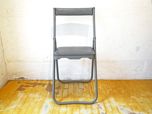 ジャパンビンテージ イトーキ ITOKI フォールディングチェア スチールフレーム スリム 日本の古道具 折畳椅子 A ★