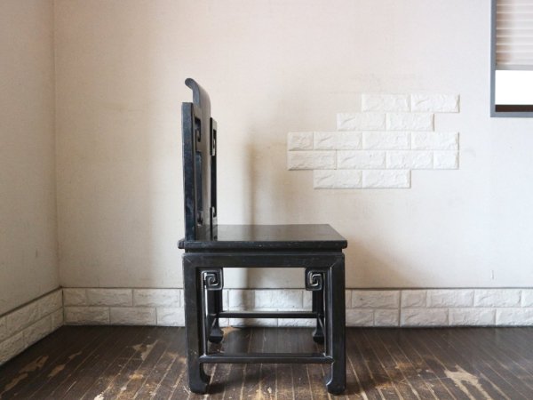 中国 ビンテージ ダイニングチェア 黒漆 椅子 B ◎