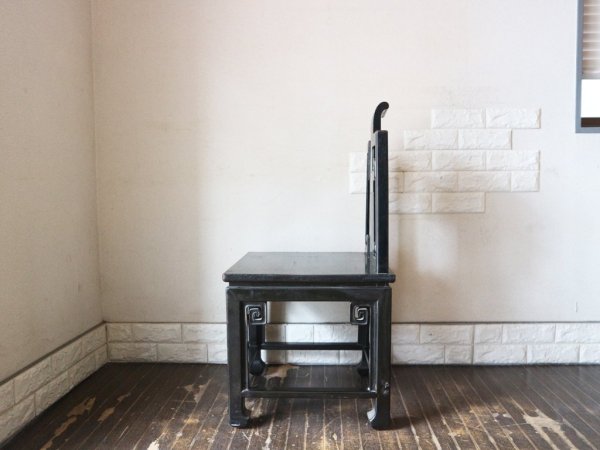 中国 ビンテージ ダイニングチェア 黒漆 椅子 B ◎