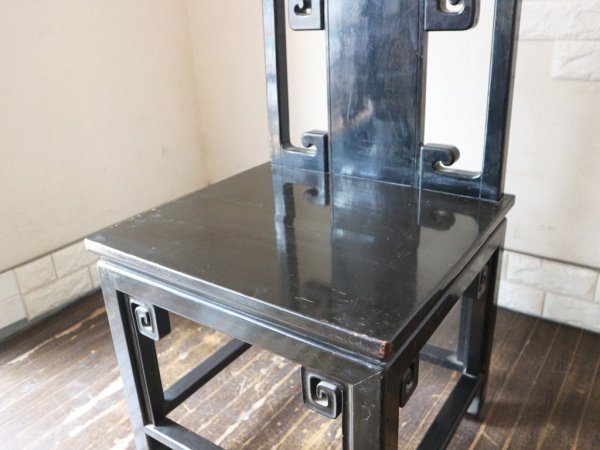 中国 ビンテージ ダイニングチェア 黒漆 椅子 B ◎