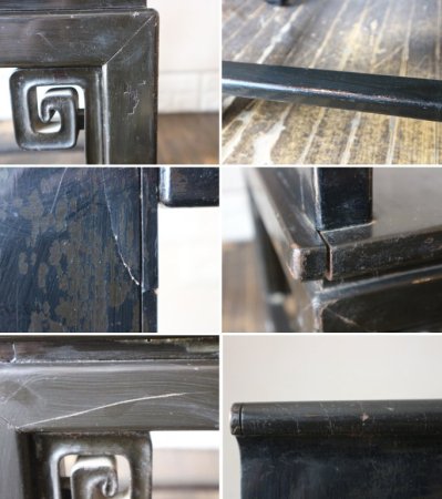 中国 ビンテージ ダイニングチェア 黒漆 椅子 B ◎