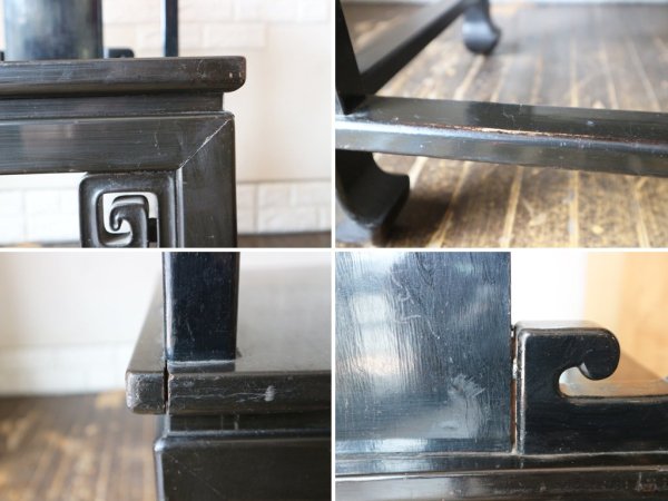 中国 ビンテージ ダイニングチェア 黒漆 椅子 A ◎