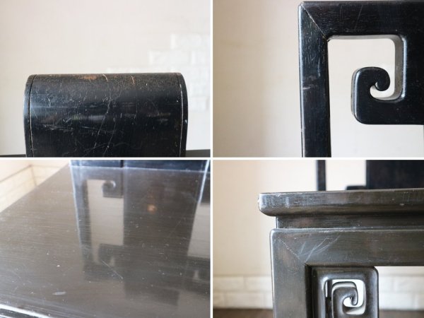 中国 ビンテージ ダイニングチェア 黒漆 椅子 A ◎