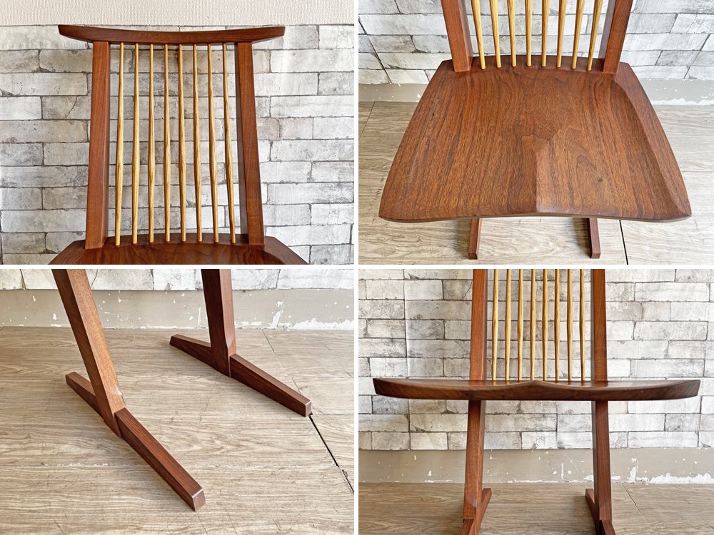 桜製作所 コノイドチェア CN101 CONOID CHAIR ジョージ・ナカシマ George Nakashima ダイニングチェア ラウンジチェア ウォールナット無垢材 焼印有 A ●