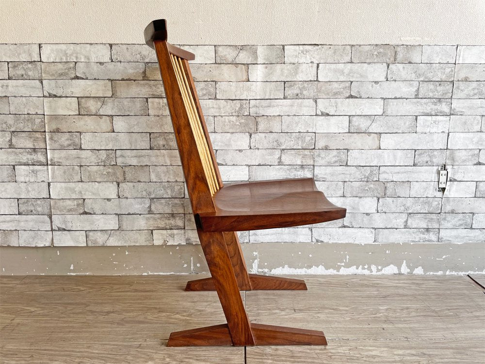 桜製作所 コノイドチェア CN101 CONOID CHAIR ジョージ・ナカシマ George Nakashima ダイニングチェア ラウンジチェア ウォールナット無垢材 焼印有 C ●