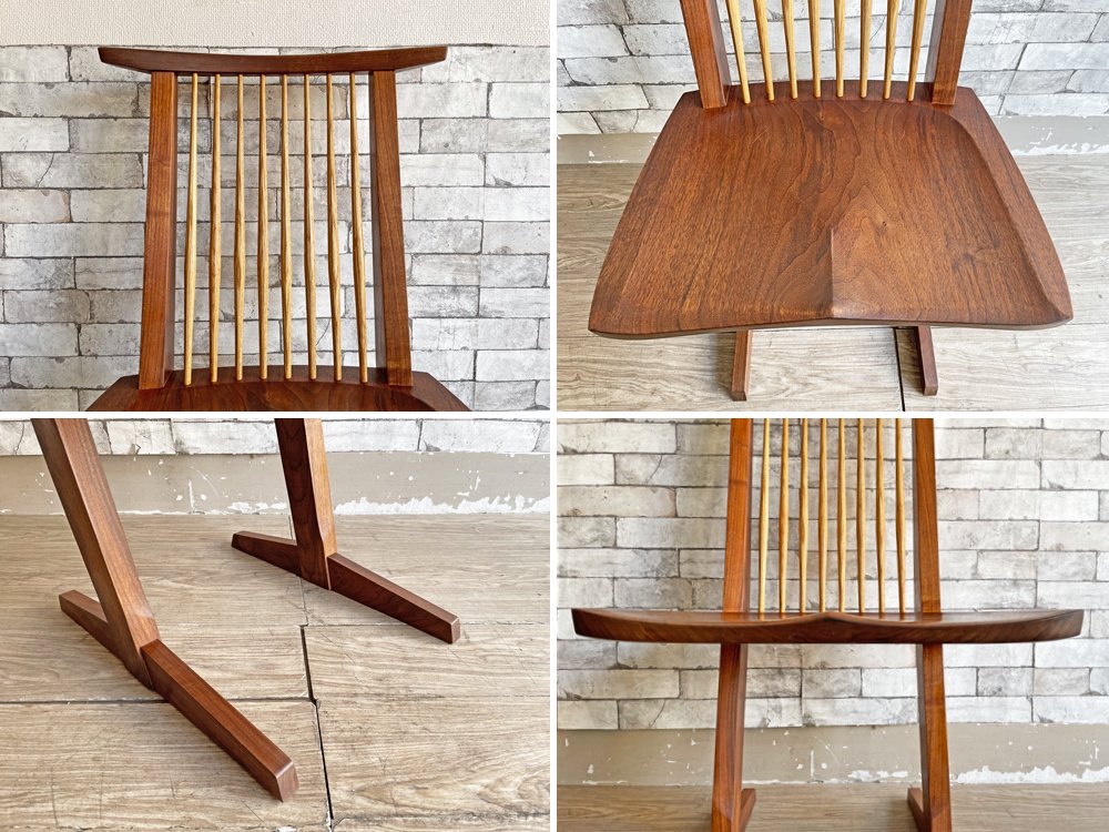 桜製作所 コノイドチェア CN101 CONOID CHAIR ジョージ・ナカシマ George Nakashima ダイニングチェア ラウンジチェア ウォールナット無垢材 焼印有 C ●