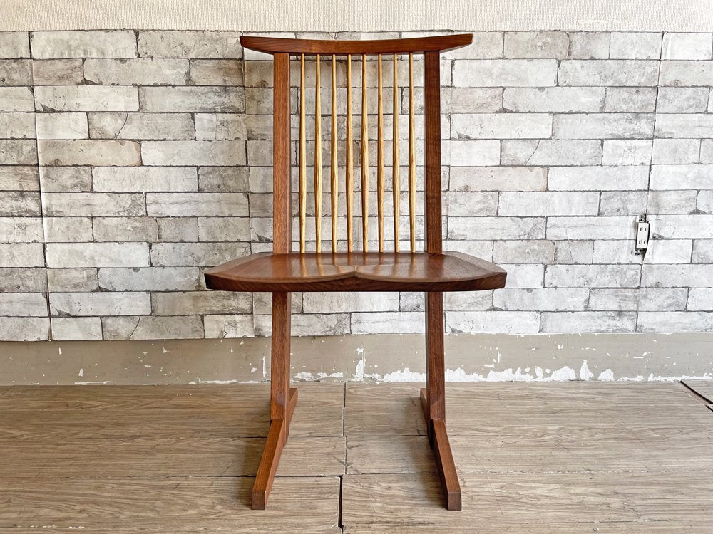 桜製作所 コノイドチェア CN101 CONOID CHAIR ジョージ・ナカシマ George Nakashima ダイニングチェア ラウンジチェア ウォールナット無垢材 焼印有 D ●