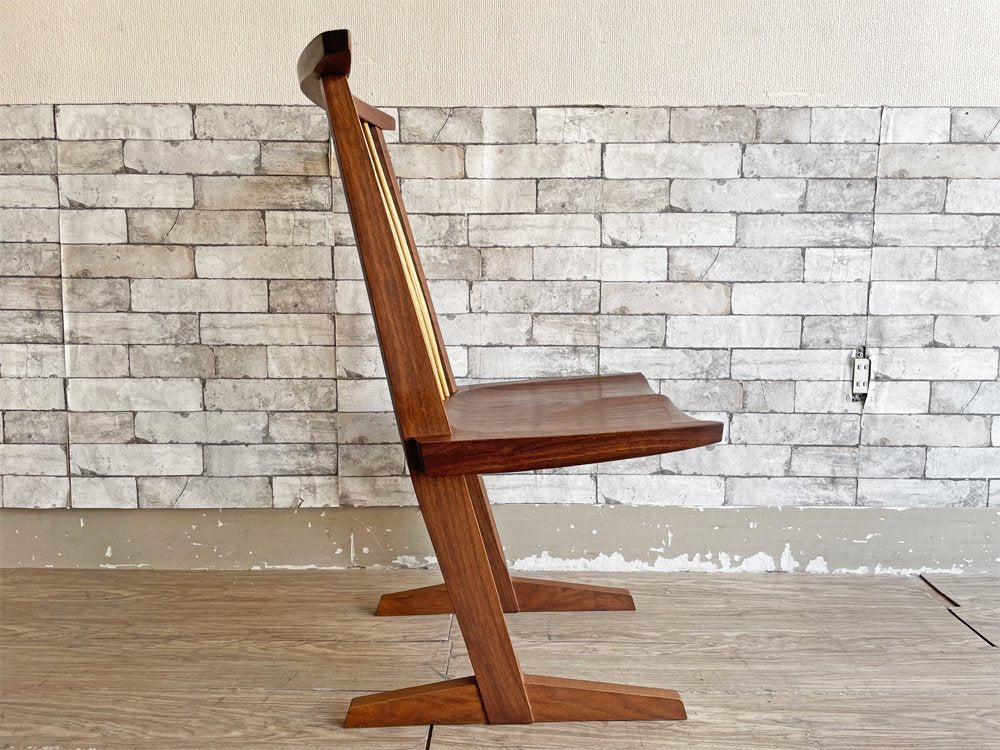 桜製作所 コノイドチェア CN101 CONOID CHAIR ジョージ・ナカシマ George Nakashima ダイニングチェア ラウンジチェア ウォールナット無垢材 焼印有 D ●