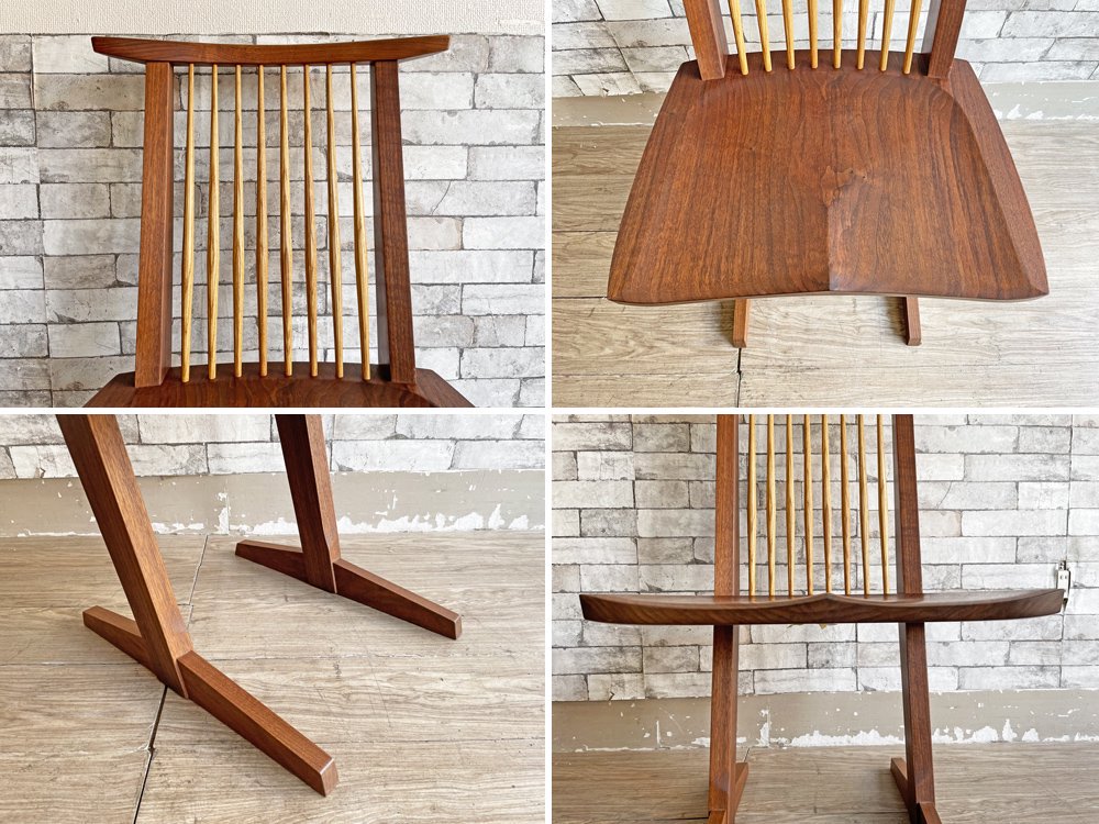 桜製作所 コノイドチェア CN101 CONOID CHAIR ジョージ・ナカシマ George Nakashima ダイニングチェア ラウンジチェア ウォールナット無垢材 焼印有 D ●