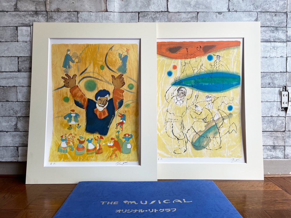 生沢 朗 Rou Ikusawa オリジナル リトグラフ THE MUSICAL 石版画 2枚セット 第EA番 箱付 ●