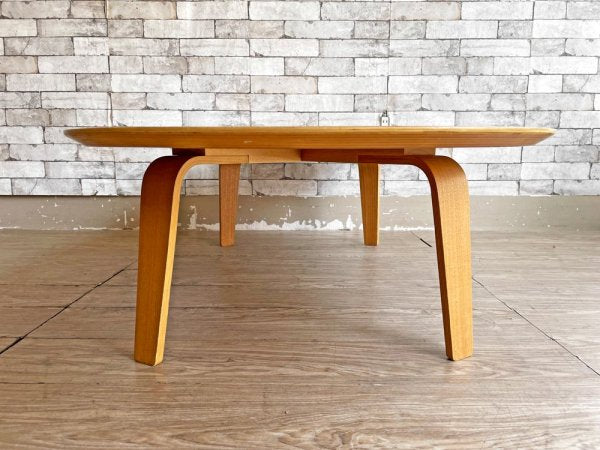 無印良品 MUJI 座テーブル オーバル ローテーブル プライウッド タモ材 W140 ナチュラル 廃番 ●