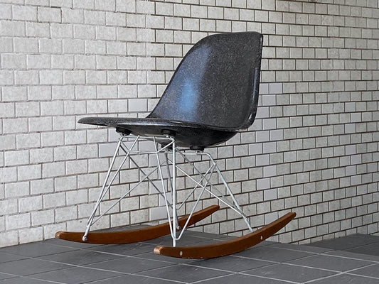 ハーマンミラー Herman Miller 2ndビンテージ サイドシェルチェア FRP製 ブラック ロッカーベース C&R イームズ ミッドセンチュリー ■