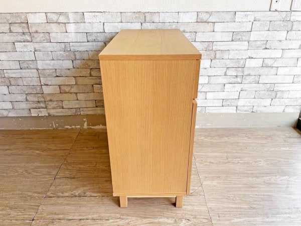 無印良品 MUJI 木製キャビネット 木扉 オーク材 W80cm ナチュラルスタイル 収納家具 廃番 ●