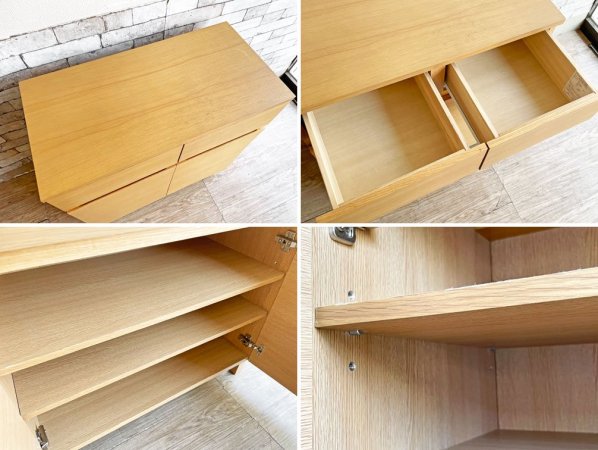 無印良品 MUJI 木製キャビネット 木扉 オーク材 W80cm ナチュラルスタイル 収納家具 廃番 ●