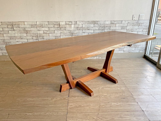 桜製作所 コノイドダイニング CONOID DINING ジョージ・ナカシマ George Nakashima ダイニングテーブル W230cm ウォールナット無垢材 焼印有 ●