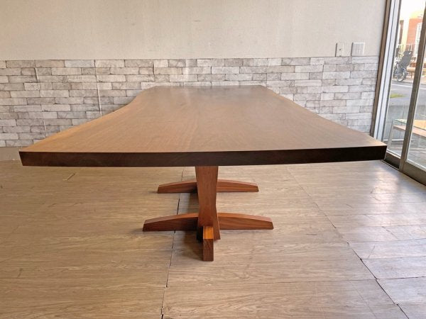 桜製作所 コノイドダイニング CONOID DINING ジョージ・ナカシマ George Nakashima ダイニングテーブル W230cm ウォールナット無垢材 焼印有 ●