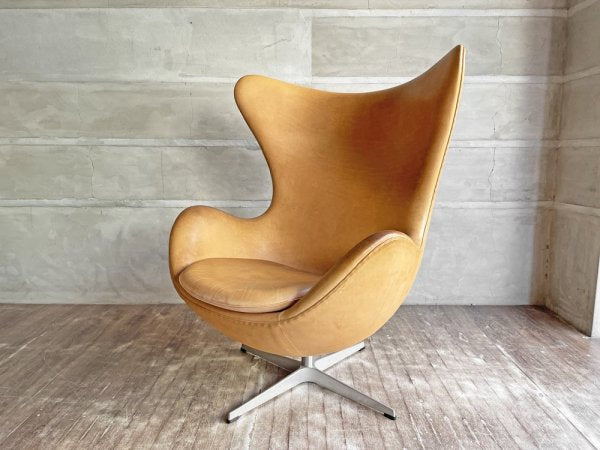 フリッツハンセン Fritz Hansen エッグチェア Egg chair 3346 ナチュラルレザー 本革 アルネヤコブセン Arne Jacobsen 北欧 定価約￥200万- ♪