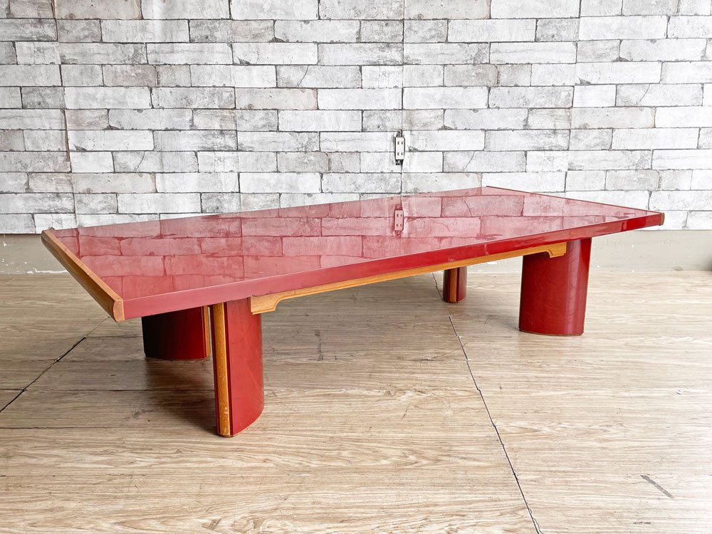輪島塗 座卓 朱色 W131cm 漆塗り ジャパンビンテージ 現状品 ●