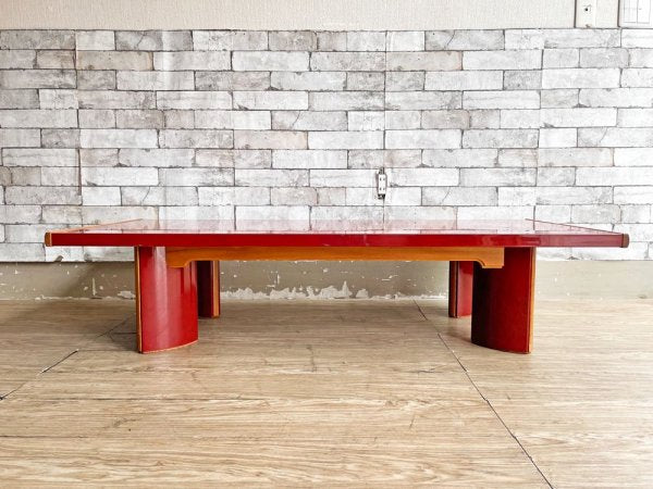 輪島塗 座卓 朱色 W131cm 漆塗り ジャパンビンテージ 現状品 ●