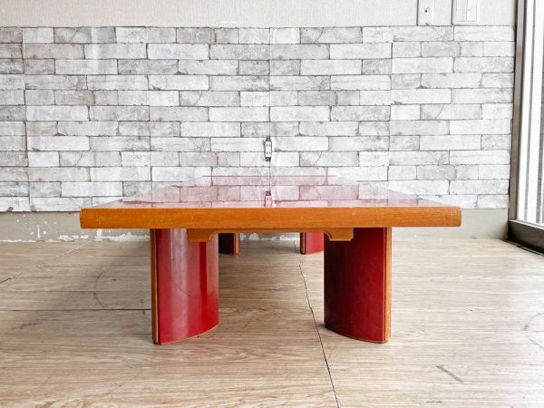 輪島塗 座卓 朱色 W131cm 漆塗り ジャパンビンテージ 現状品 ●