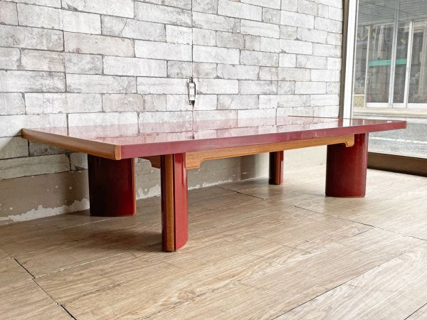 輪島塗 座卓 朱色 W131cm 漆塗り ジャパンビンテージ 現状品 ●