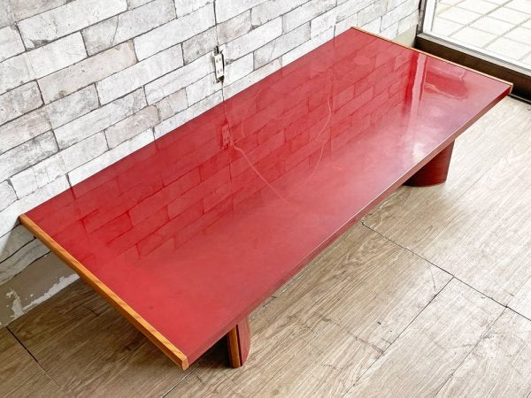 輪島塗 座卓 朱色 W131cm 漆塗り ジャパンビンテージ 現状品 ●