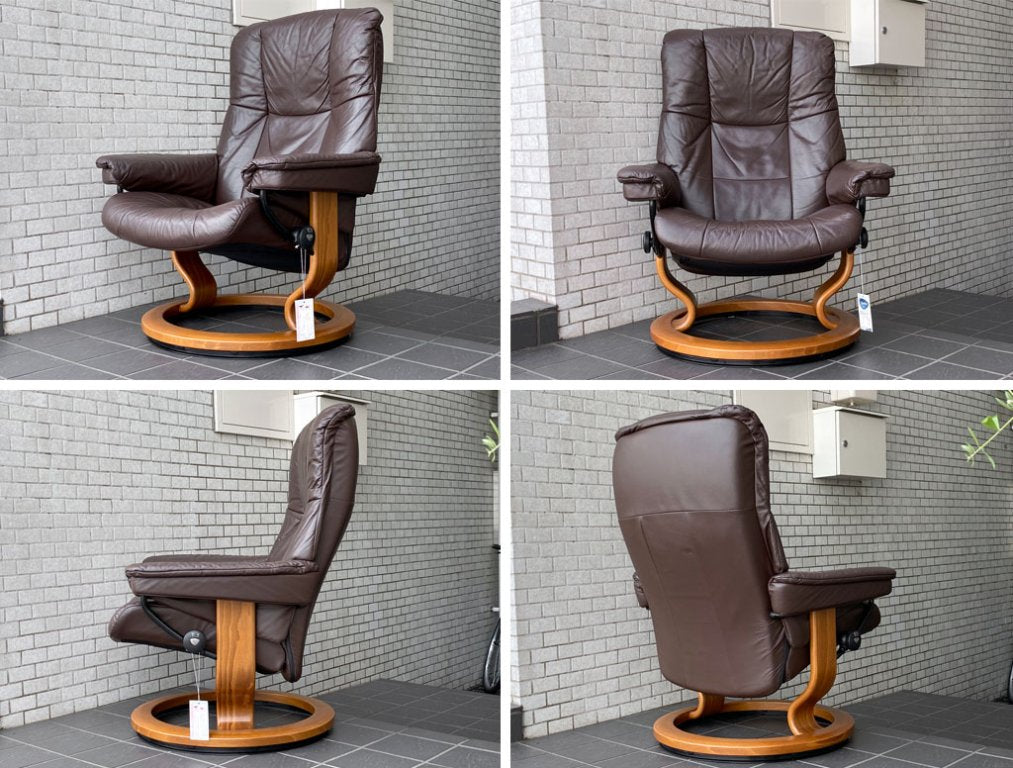 エコーネス EKORNES メイフェア Mayfair ストレスレスチェア stressless リクライニングチェア オットマンセット レザー ブラウン Sサイズ 北欧 ノルウェー ■