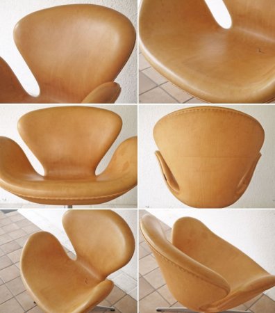 フリッツハンセン Fritz Hansen スワンチェア SWAN chair 3320 ナチュラルレザー アルネ ヤコブセン Arne Jacobsen 北欧 デンマーク ◇