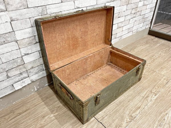 ビンテージ Vintage 木製 トランクケース 鋲打ち ボックス ローテーブル レトロ ディスプレイ 店舗什器 工業系 現状品 ●