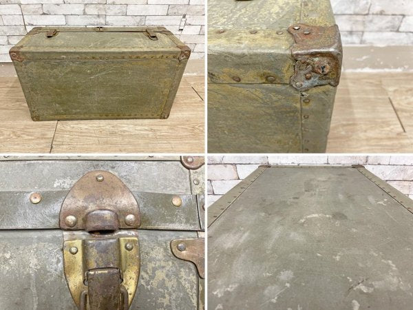 ビンテージ Vintage 木製 トランクケース 鋲打ち ボックス ローテーブル レトロ ディスプレイ 店舗什器 工業系 現状品 ●