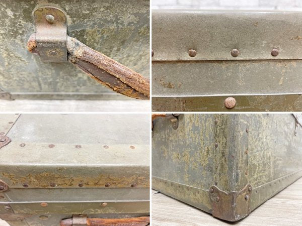 ビンテージ Vintage 木製 トランクケース 鋲打ち ボックス ローテーブル レトロ ディスプレイ 店舗什器 工業系 現状品 ●