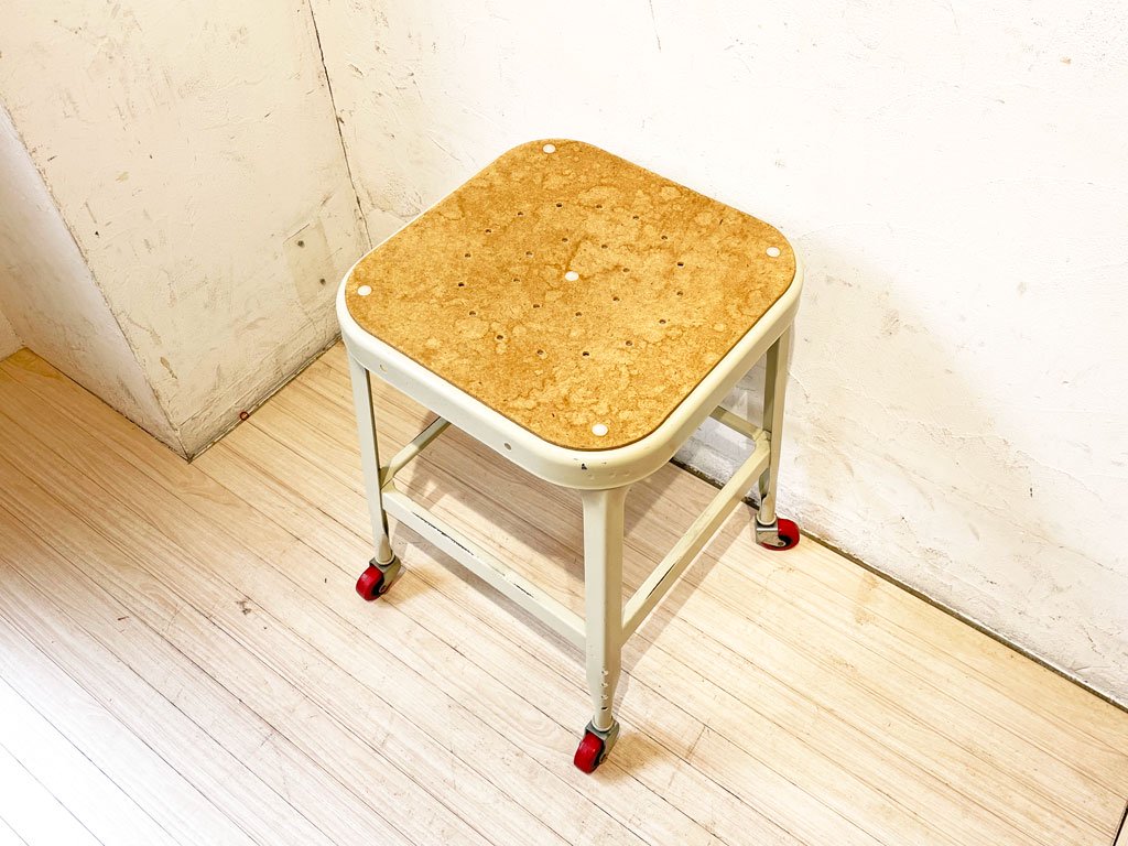 リオン LYON ファクトリー スツール FACTORY STOOL ホワイト キャスター パシフィックファニチャーサービス P.F.S取り扱い 廃番 B ★