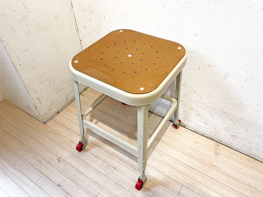 リオン LYON ファクトリー スツール FACTORY STOOL ホワイト キャスター パシフィックファニチャーサービス P.F.S取り扱い 廃番 A ★