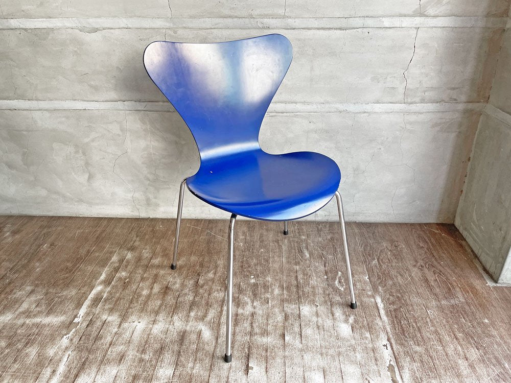 フリッツハンセン Fritz Hansen セブンチェア 廃盤色 ダークブルー ラッカー アルネ・ヤコブセン Arne Jacobsen デンマーク 北欧家具 ♪