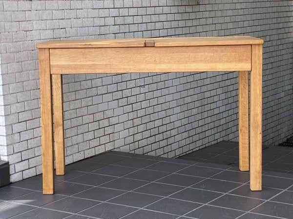 クラフト家具 スクールデスク ワークデスク オーク無垢材 フラップ天板 抽斗一杯 ナチュラル ■