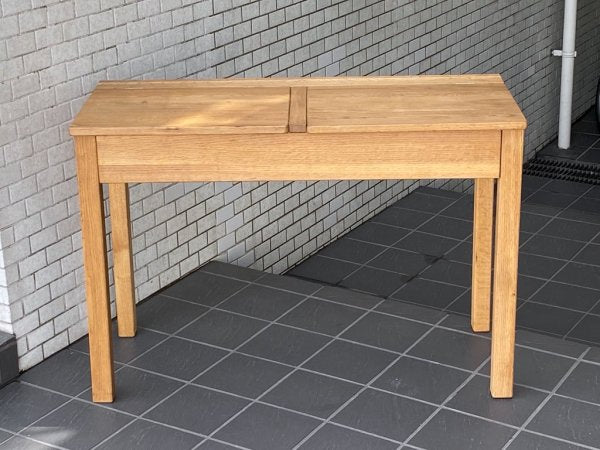 クラフト家具 スクールデスク ワークデスク オーク無垢材 フラップ天板 抽斗一杯 ナチュラル ■