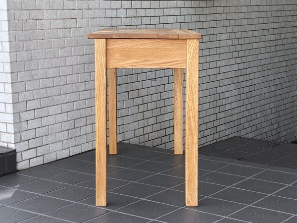 クラフト家具 スクールデスク ワークデスク オーク無垢材 フラップ天板 抽斗一杯 ナチュラル ■