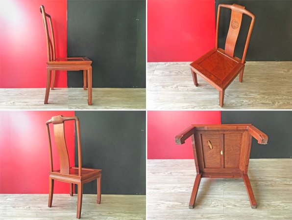 FEFCO FINE FURNITURE ダイニングチェア 花梨 カリン材 無垢材 中国家具 ●
