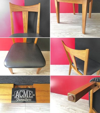 アクメファニチャー ACME Furniture カーディフ チェア CARDIFF CHAIR ダイニングチェア アッシュ材 ビニールレザーシート ブラック ●