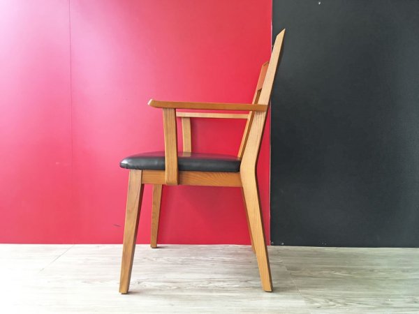 アクメファニチャー ACME Furniture カーディフ アームチェア CARDIFF ARM CHAIR ダイニングチェア アッシュ材 ビニールレザーシート ブラック ●