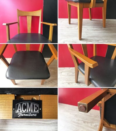 アクメファニチャー ACME Furniture カーディフ アームチェア CARDIFF ARM CHAIR ダイニングチェア アッシュ材 ビニールレザーシート ブラック ●